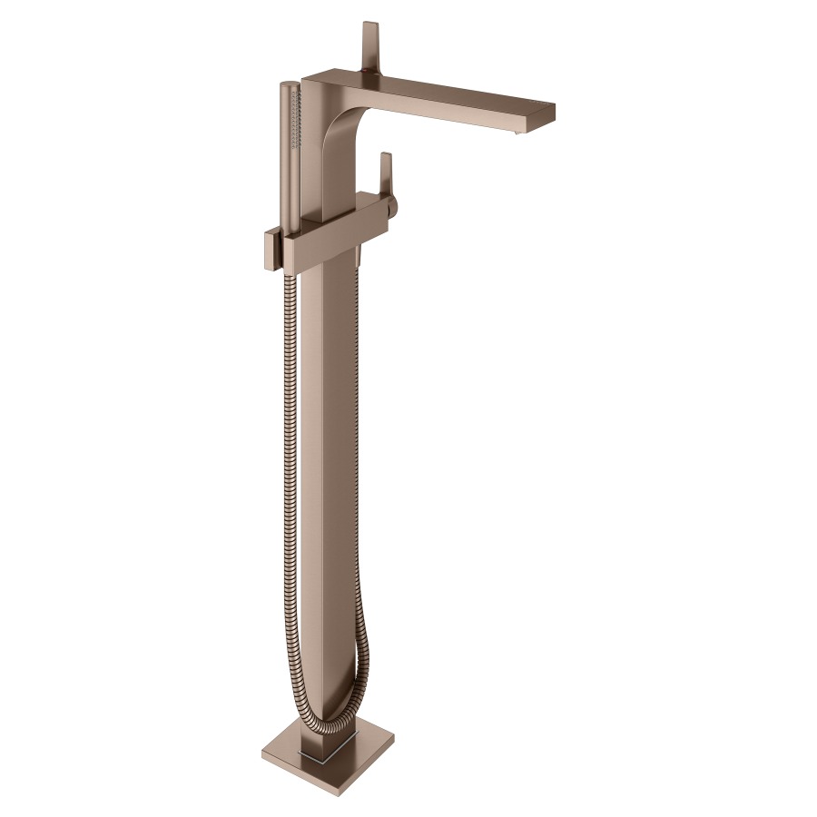 Mélangeur de bain EDITION 11
S 290 mm, goulot fixe
H jusqu'à aérateur 737-817 mm
avec colonne pour montage
à pose libre, tuyau 125 cm
douche à main bâton
sans corps à encastrer 766 307