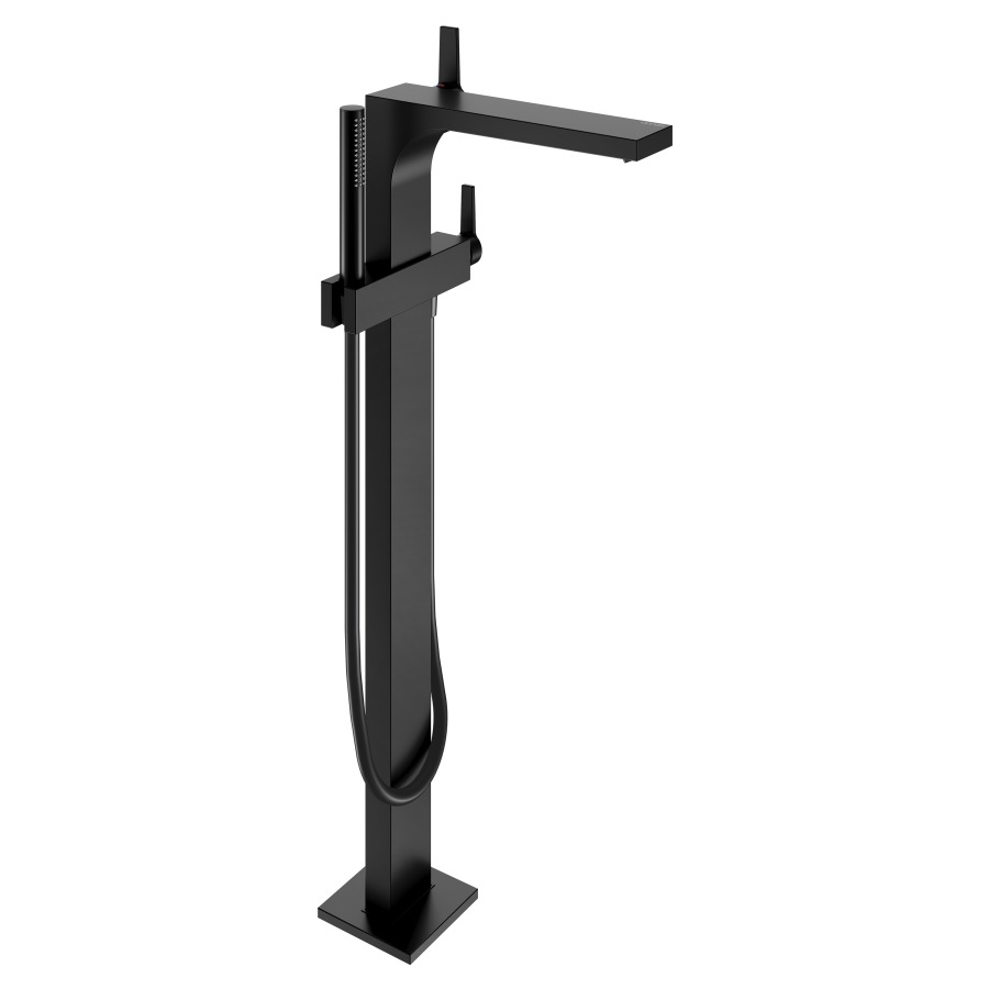 Mélangeur de bain EDITION 11
S 290 mm, goulot fixe
H jusqu'à aérateur 737-817 mm
avec colonne pour montage
à pose libre, tuyau 125 cm
douche à main bâton
sans corps à encastrer 766 307