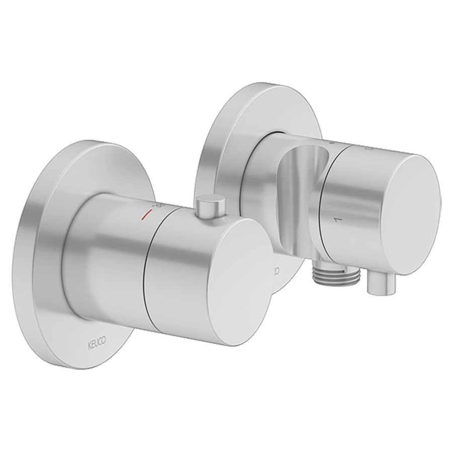 Thermostat PLAN BLUE UP
set de montage final
pour 2 fonctions, avec
raccordement de tuyau et
support de douche, sans
corps à encastrer 766 475/519