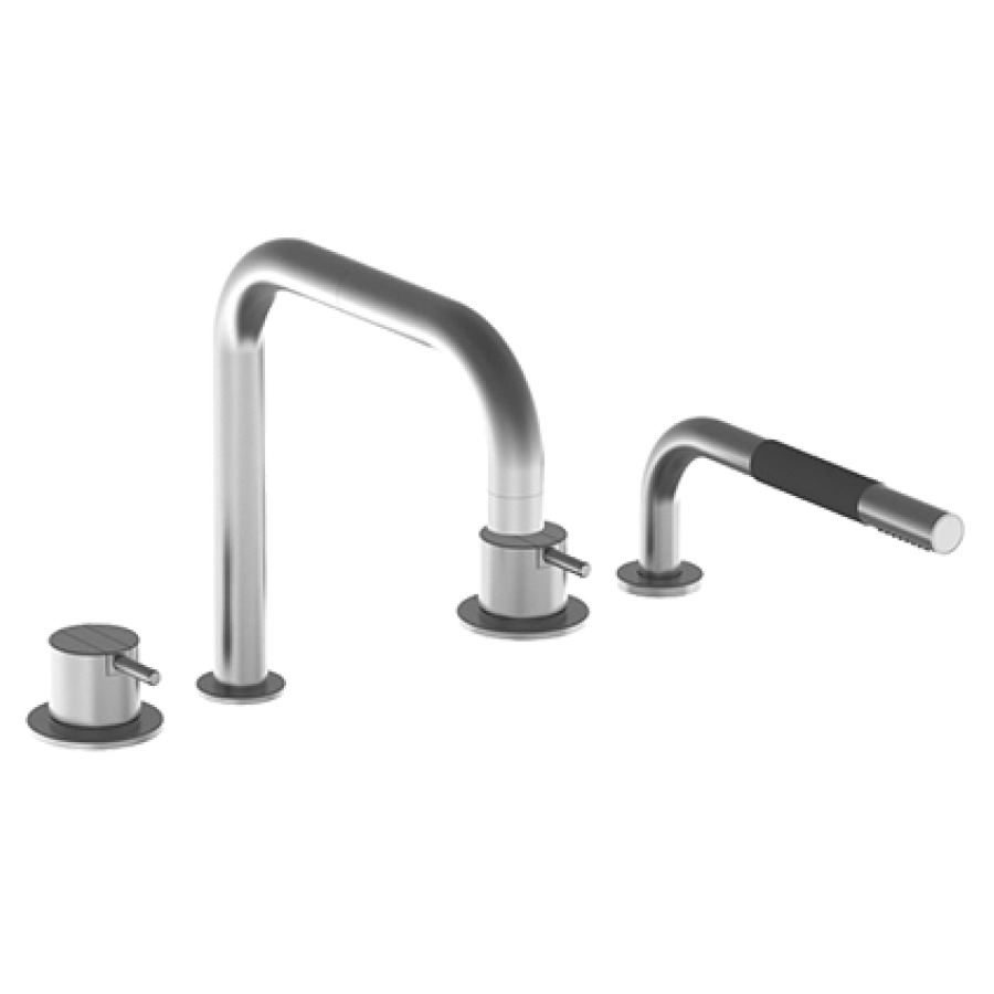 Garniture de remplissage VOLA
4-trous, pour gorge de
baignoire, goulot de baignoire
anguleux S 200 mm orientable
mélangeur pour remplissage
mélangeur avec douche
extensible, ouverture de
révision nécessaire
groupe acoustique I