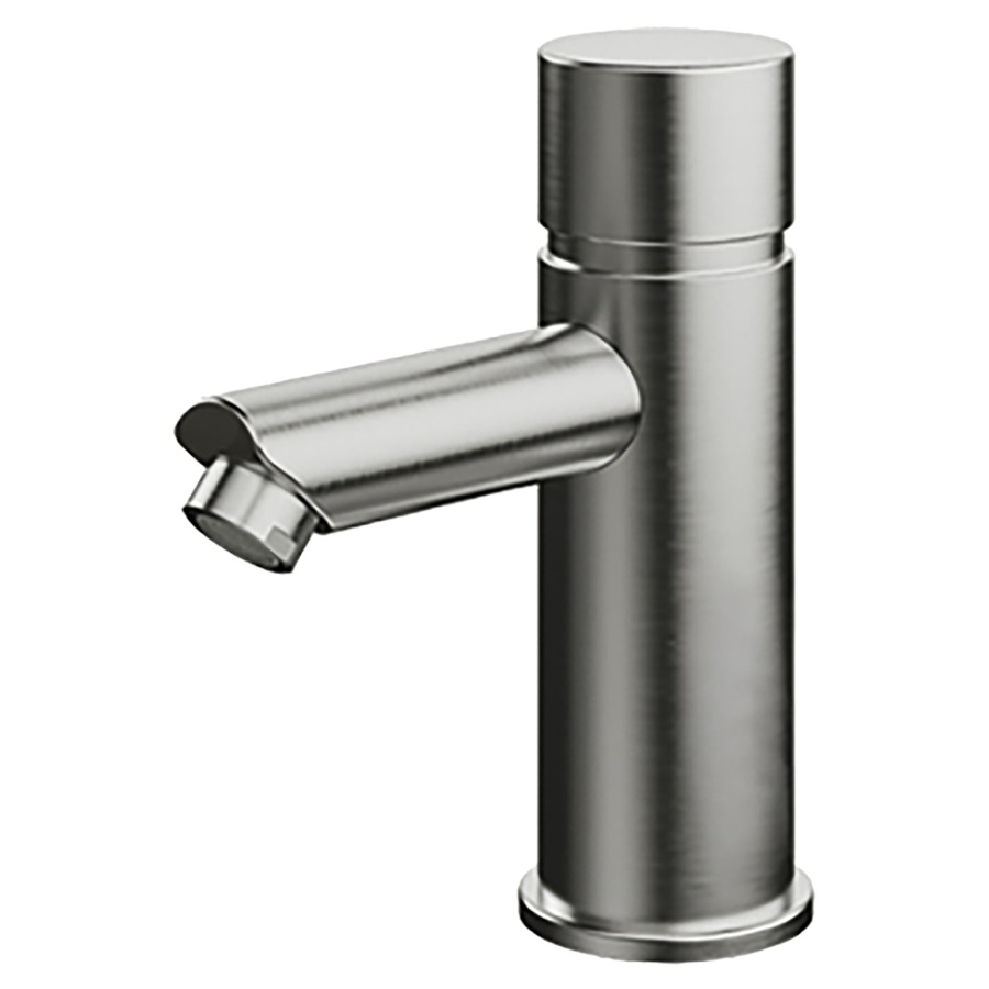 Commande de lavabo  LINO
SofTouch ST20 
saillie 90 mm, H 134 mm
goulot fixe, sans mélange
fermeture temporisée, raccordement 
sur les arrivées d'eau froide ou mélangée
sans soupape d’écoulement, débit 6 (L/min)