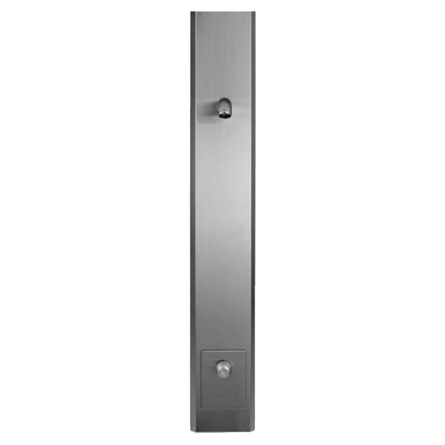Douchepaneel TOUCHBOARD AP
entrée d'eau 1/2" du
plafond pour eau froide ou
mélangée, robinet d'arrêt
durée de fonctionnement
réglable de 10-60 secondes
revêtement acier inoxydable
L 24,4 cm, H 231,7 cm non
coupé, sans douche murale
groupe acoustique I