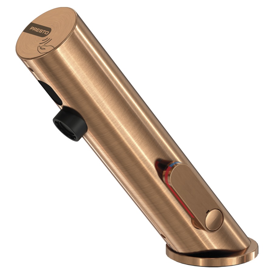 Commande de lavabo PRESTO
LINEA, S 114 mm, goulot fixe
optoélectronique
commande infrarouge
actionnement à pile
avec mélange, avec tuyau de
raccordement, système de
sécurité (S), sans vidage