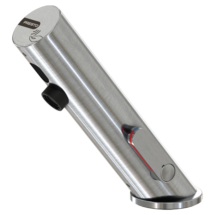 Commande de lavabo PRESTO
LINEA, S 114 mm, goulot fixe
optoélectronique
commande infrarouge
actionnement à pile
avec mélange, avec tuyau de
raccordement, système de
sécurité (S), sans vidage