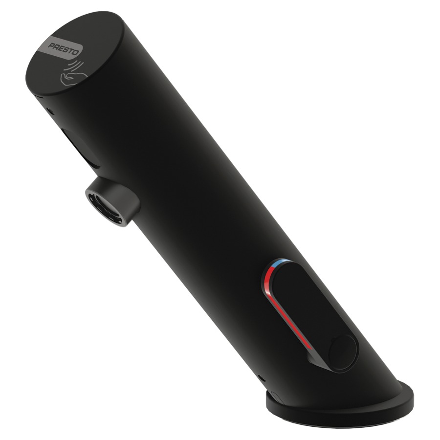 Commande de lavabo PRESTO
LINEA, S 114 mm, goulot fixe
optoélectronique
commande infrarouge
actionnement à pile
avec mélange, avec tuyau de
raccordement, système de
sécurité (S), sans vidage