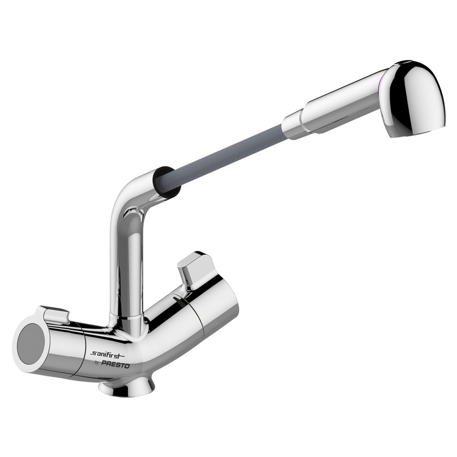 Thermostat PRESTO MASTERMIX
mélangeur de lavabo pour
baignoire de bébé, S 200 mm
avec douche extensible régable
2 tuyaux de raccordement