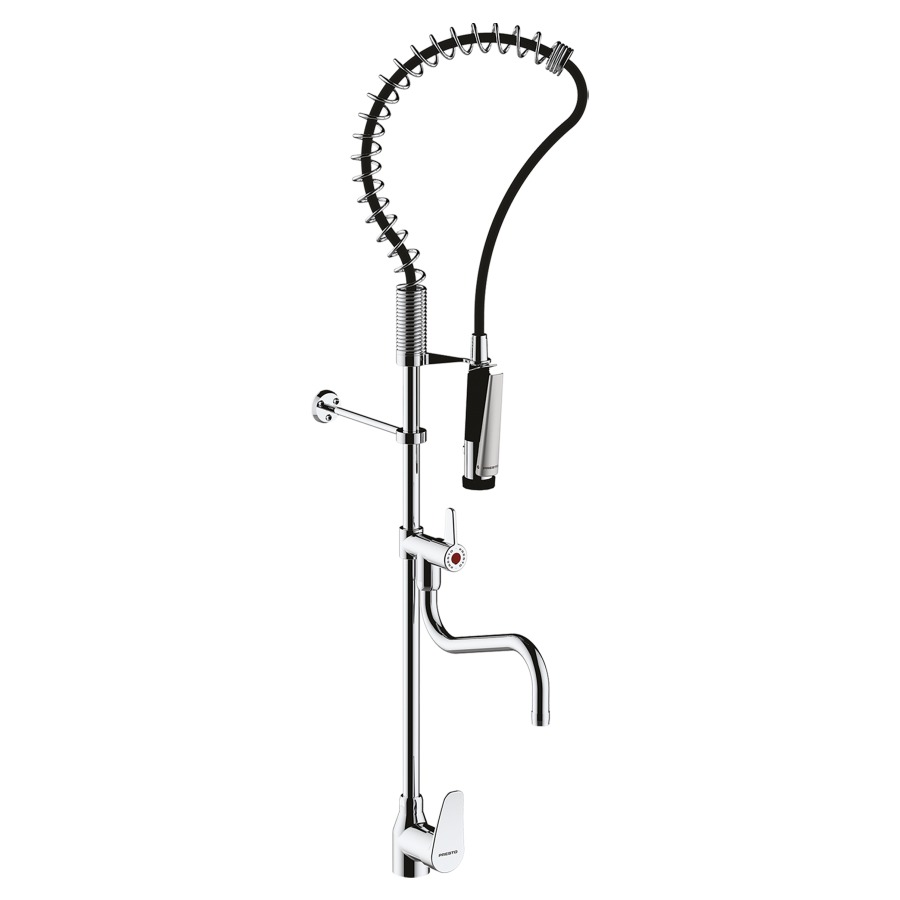 Mélangeur grande cuisine
PRESTO CHEF
H 1100 mm, douche à main avec
tuyau flexible, avec goulot
S 340 mm, support mural
réglable de 60-200 mm réglable
raccordement 1/2", débit
37 l/min