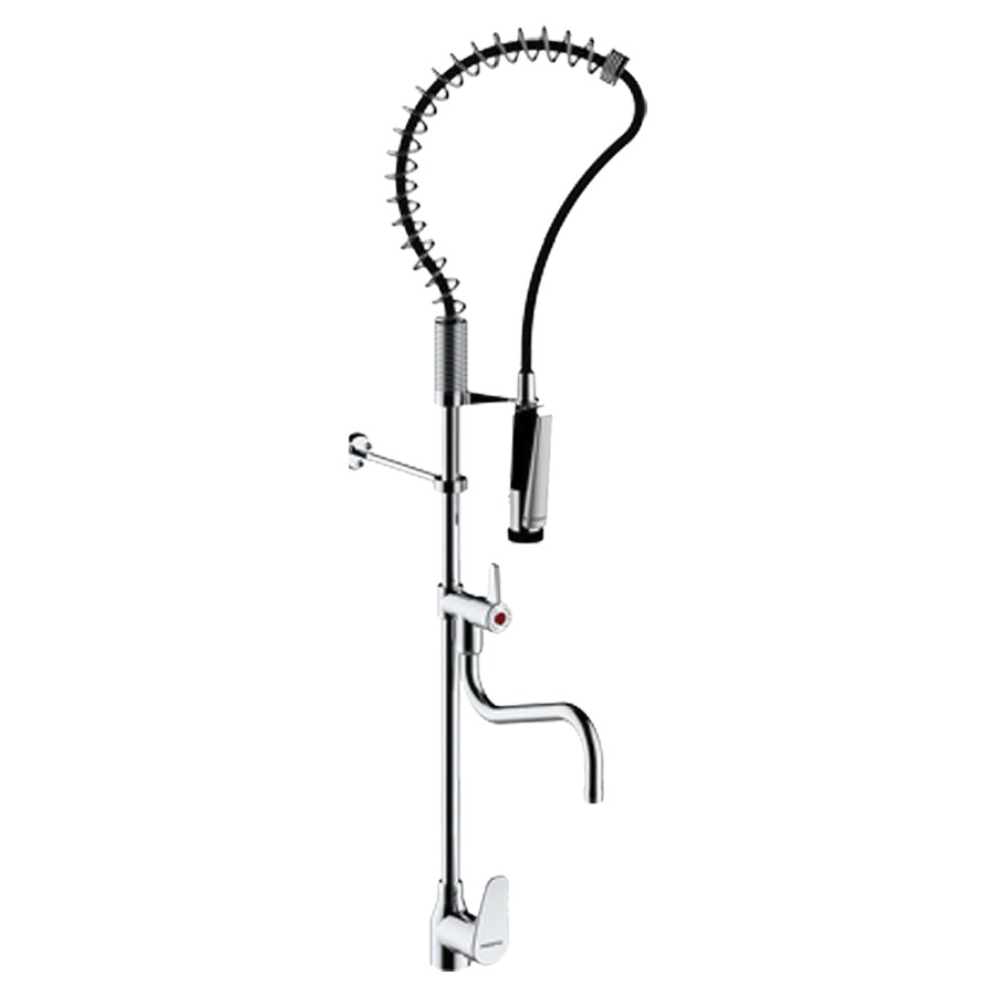 Mélang. grande cuisine PRESTO
CHEF
H 1150 mm, douche à main avec
tuyau flexible, avec goulot
S 290 mm, support mural
réglable de 60-200 mm réglable
raccordement 1/2", débit
20 l/min