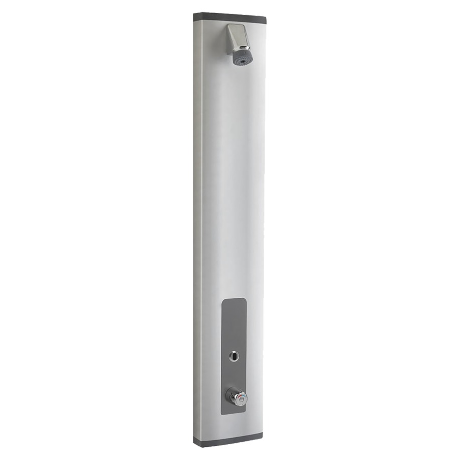 Douchpaneel PRESTOTEM 2 SENSOR
23 x 129 x 8 cm
avec capteur infrarouge
thermostat, raccordement en
haut avec 2 tuyaux flexibles
et 1 robinet d'arrêt droite
1/2", pour eau pré-mélangée ou
eau froide, raccordement au
secteur 220 VAC/7V, fonction
de démarrage/arrêt, débit
6 l/min