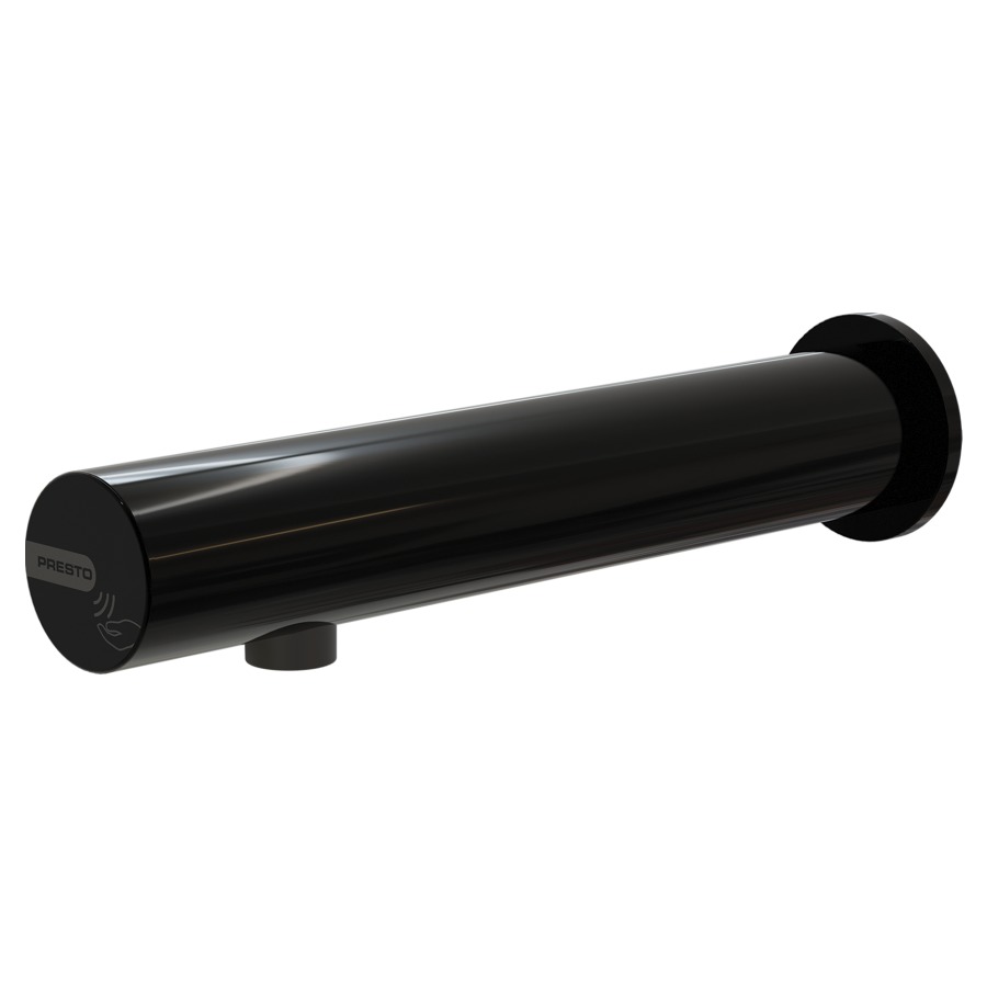 Robinet mural PRESTO LINEA
S 200 mm, traversée de cloison
électronique, raccordement
3/8", avec robinet d'arrêt
avec tuyau flexible
fonctionnement sur piles
6V - Typ CR123, débit 3 l/min
