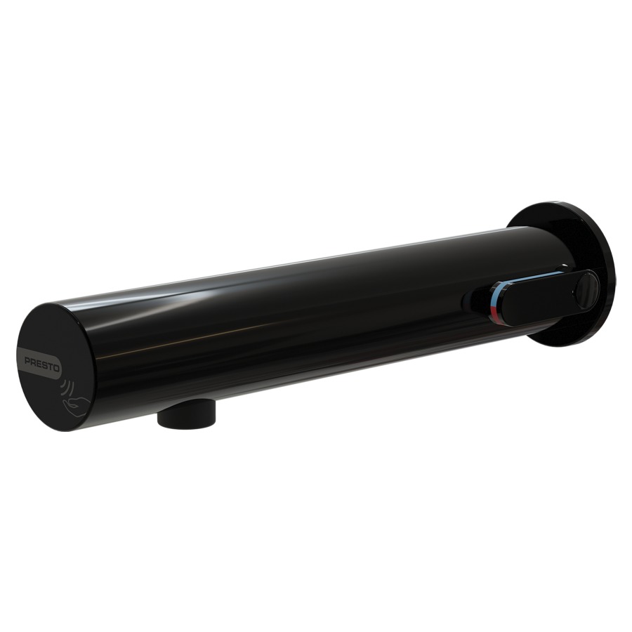 Mélangeur mural PRESTO LINEA
S 200 mm, traversée de cloison
électronique, raccordement
3/8", avec robinet d'arrêt
avec tuyau flexible
fonctionnement sur piles
6V - Typ CR123, débit 3 l/min