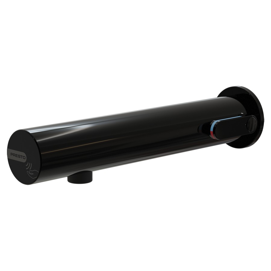 Mélangeur mural PRESTO LINEA
S 200 mm, traversée de cloison
électronique, raccordement
3/8", avec robinet d'arrêt
avec tuyau flexible
transformateur 230 VAC/7V DC
débit 3 l/min