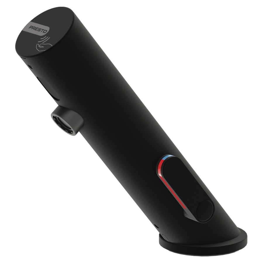 Commande de lavabo PRESTO
LINEA
S 114 mm, goulot fixe
optoélectronique
transformateur AP 230/7 V
mélangeur avec réglage de
température, commande
infrarouge, avec tuyau de
raccordement, avec robinets
d'arrêt, système de sécurité
(S)