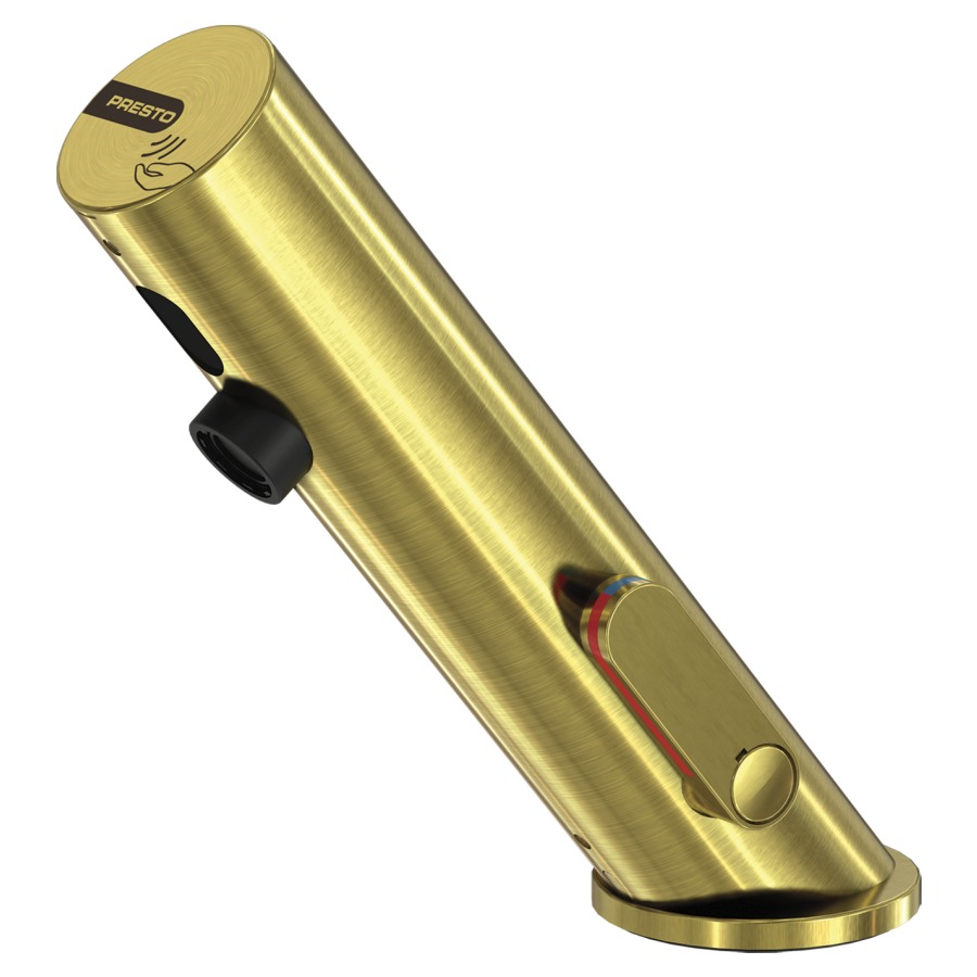 Commande de lavabo PRESTO
LINEA
S 114 mm, goulot fixe
optoélectronique
transformateur AP 230/7 V
mélangeur avec réglage de
température, commande
infrarouge, avec tuyau de
raccordement, avec robinets
d'arrêt, système de sécurité
(S)