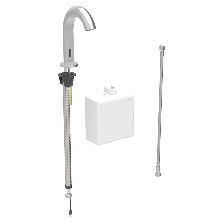 Commande de lavabo PIAVE
S 128 mm, goulot fixe
avec module fonctionnel
apparent, sans mitigeur
détecteur infrarouge, commande
électronique, unité de
fonctionnement, alimentation à
pile 3 V, antivandalisme
tuyaux de raccordement
matériel de fixation