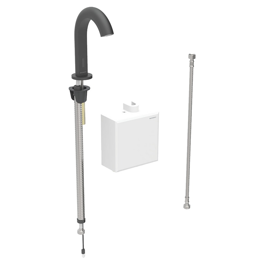 Commande de lavabo PIAVE
S 128 mm, goulot fixe
avec module fonctionnel
apparent, sans mitigeur
détecteur infrarouge, commande
électronique, unité de
fonctionnement, alimentation à
pile 3 V, antivandalisme
tuyaux de raccordement
matériel de fixation