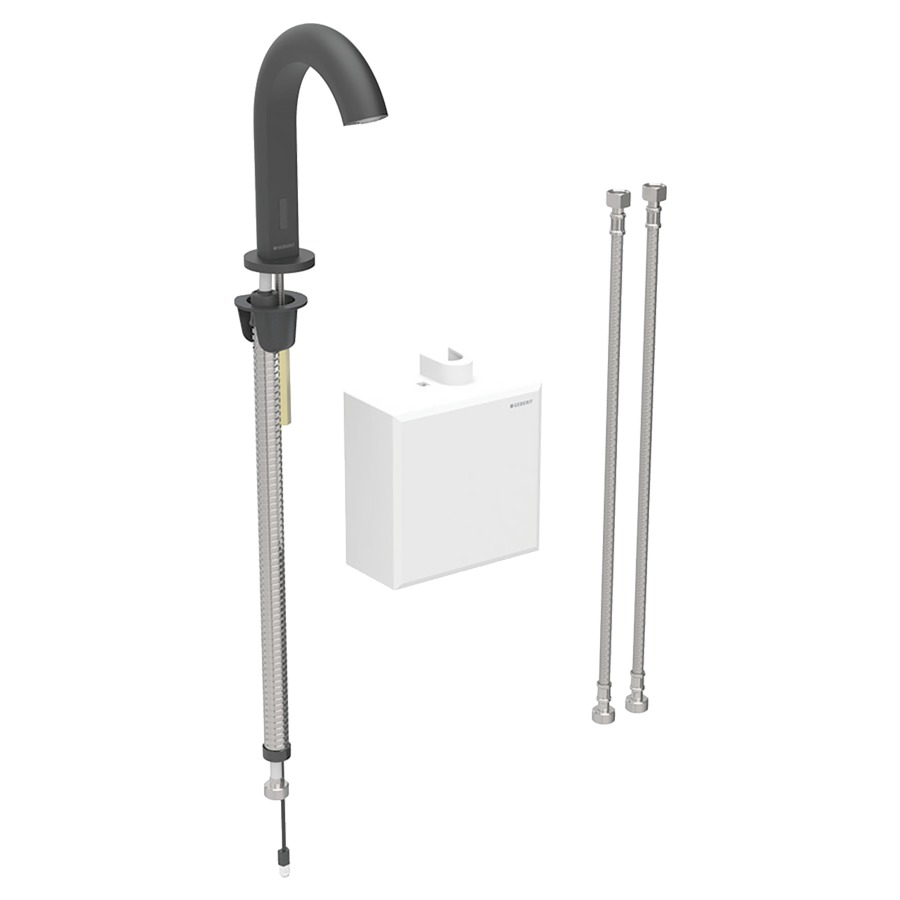 Commande de lavabo PIAVE
S 128 mm, goulot fixe
avec module fonctionnel
apparent, avec mitigeur
détecteur infrarouge, commande
électronique, unité de
fonctionnement, alimentation à
pile 3 V, antivandalisme
tuyaux de raccordement
matériel de fixation