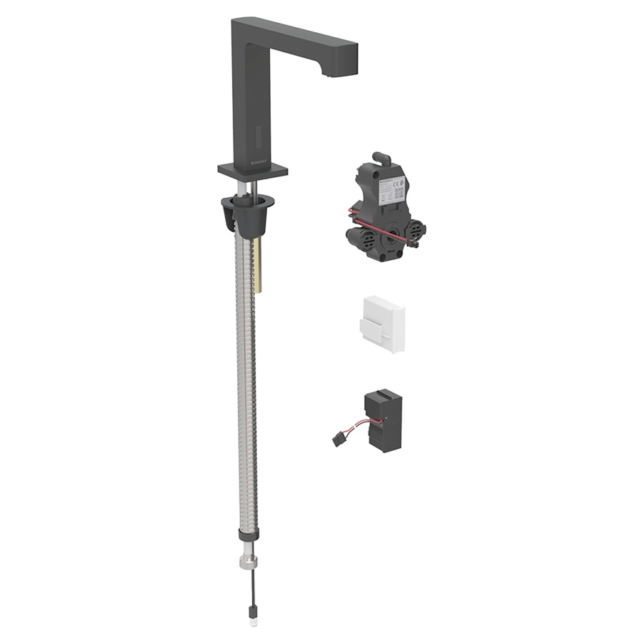Commande de lavabo BRENTA
S 153 mm, goulot fixe
pour module fonctionnel à
encastrer, avec mitigeur
détecteur infrarouge, commande
électronique, unité de
fonctionnement, transformateur
110-240 V, antivandalisme
matériel de fixation