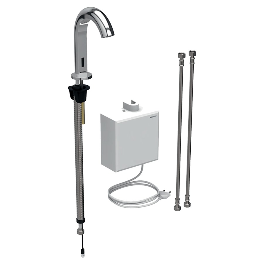 Commande de lavabo PIAVE
S 128 mm, goulot fixe
avec module fonctionnel
apparent, avec mitigeur
thermostatique, détecteur
infrarouge, commande
électronique, unité de
fonctionnement, transformateur
110-240 V, antivandalisme
tuyaux de raccordement
matériel de fixation