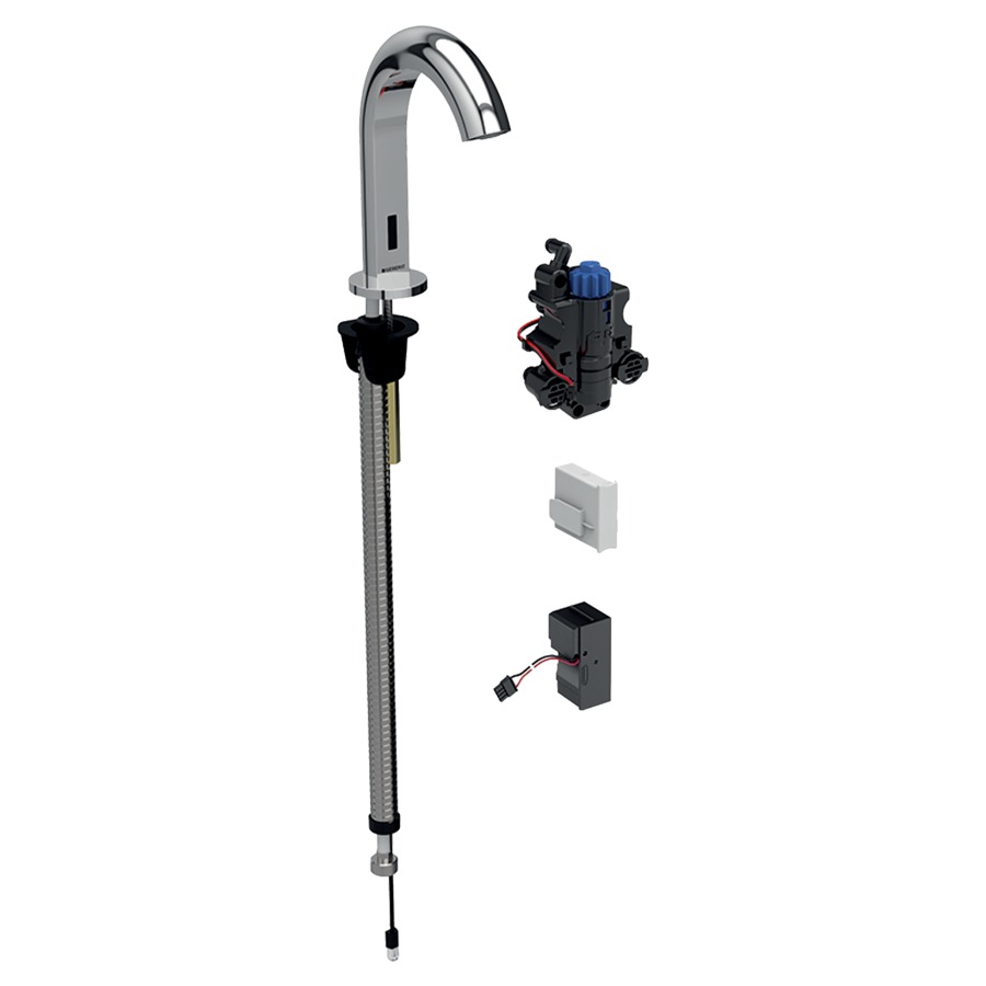 Commande de lavabo PIAVE
S 128 mm, goulot fixe
pour module fonctionnel à
encastrer, avec mitigeur
thermostatique, détecteur
infrarouge, commande
électronique, unité de
fonctionnement, transformateur
110-240 V, antivandalisme
matériel de fixation