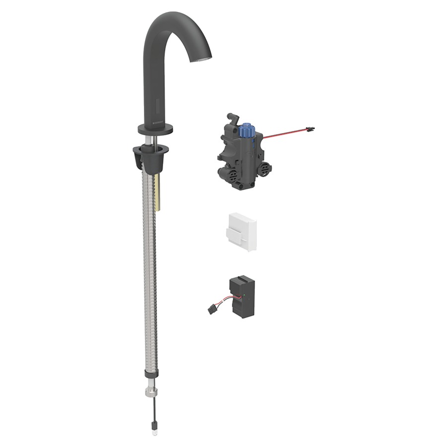 Commande de lavabo PIAVE
S 128 mm, goulot fixe
pour module fonctionnel à
encastrer, avec mitigeur
thermostatique, détecteur
infrarouge, commande
électronique, unité de
fonctionnement, transformateur
110-240 V, antivandalisme
matériel de fixation