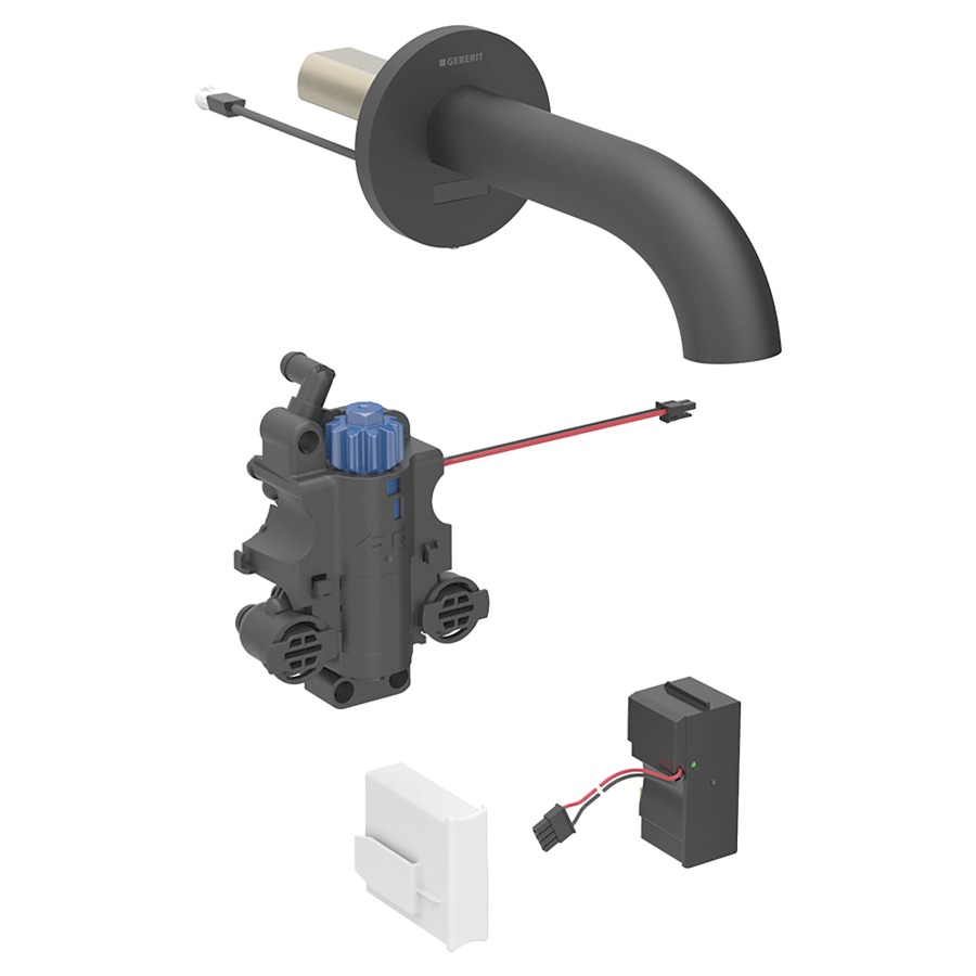 Commande murale PIAVE UP
S 170 mm, goulot fixe
pour module fonctionnel à
encastrer, avec mitigeur
thermostatique, détecteur
infrarouge, commande
électronique, unité de
fonctionnement, transformateur
110-240 V, antivandalisme
matériel de fixation