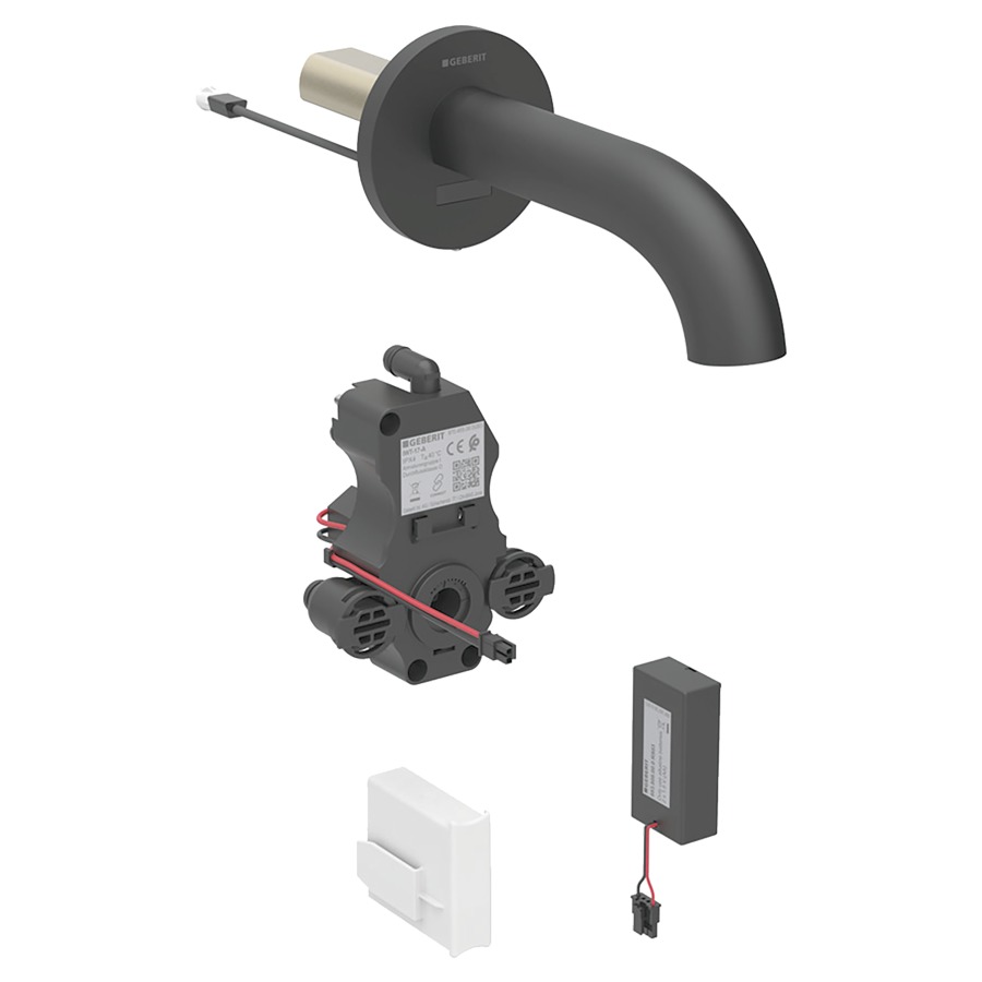 Commande murale PIAVE UP
S 170 mm, goulot fixe
pour module fonctionnel à
encastrer, sans mitigeur
détecteur infrarouge, commande
électronique, unité de
fonctionnement, alimentation à
pile 3 V, antivandalisme
matériel de fixation