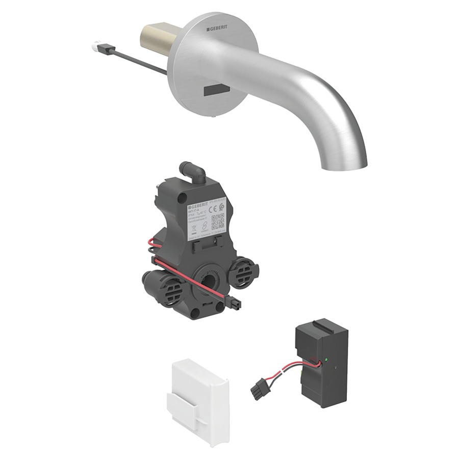 Commande murale PIAVE UP
S 220 mm, goulot fixe
pour module fonctionnel à
encastrer, sans mitigeur
détecteur infrarouge, commande
électronique, unité de
fonctionnement, transformateur
110-240 V, antivandalisme
matériel de fixation