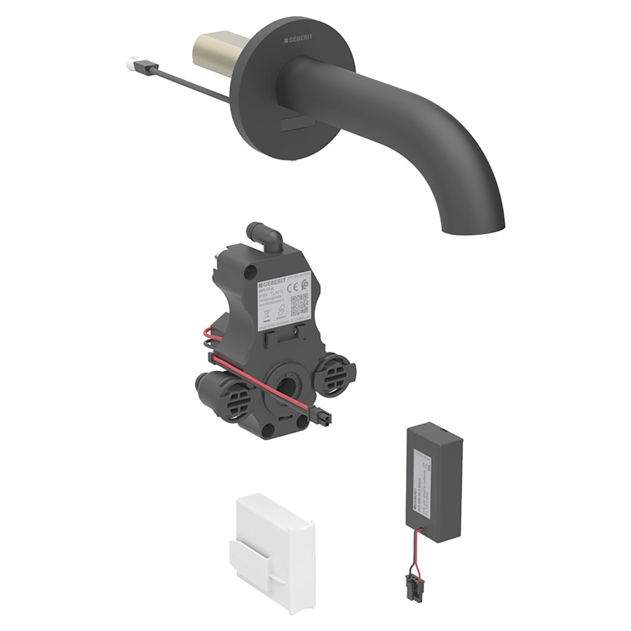 Commande murale PIAVE UP
S 220 mm, goulot fixe
pour module fonctionnel à
encastrer, avec mitigeur
détecteur infrarouge, commande
électronique, unité de
fonctionnement, alimentation à
pile 3 V, antivandalisme
matériel de fixation