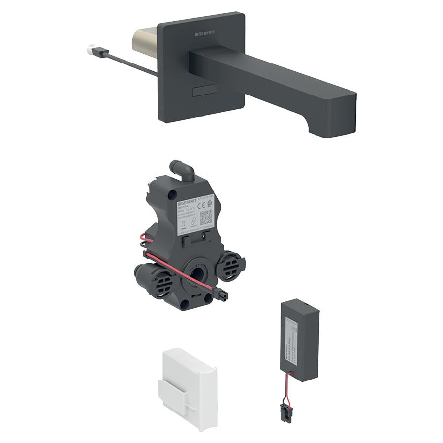 Commande murale BRENTA UP
S 170 mm, goulot fixe
pour module fonctionnel à
encastrer, sans mitigeur
détecteur infrarouge, commande
électronique, unité de
fonctionnement, alimentation à
pile 3 V, antivandalisme
matériel de fixation