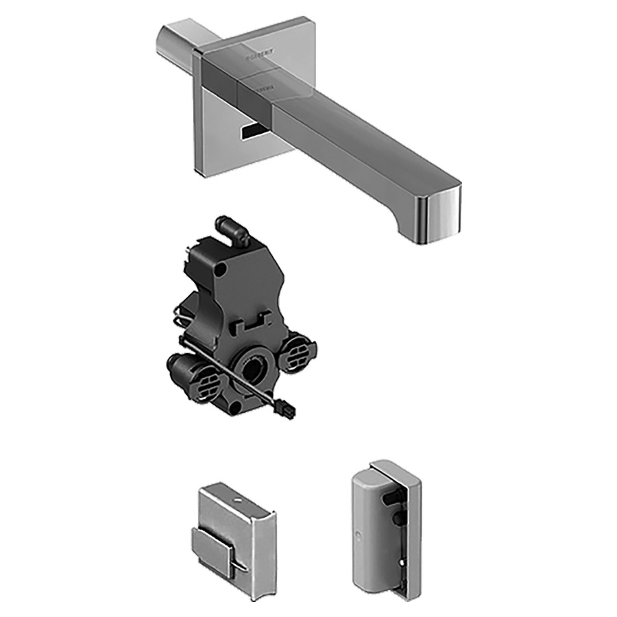 Commande murale BRENTA UP
S 220 mm, goulot fixe
pour module fonctionnel à
encastrer, sans mitigeur
détecteur infrarouge, commande
électronique, unité de
fonctionnement, fonctionnement
de la génératrice
antivandalisme, matériel de
fixation