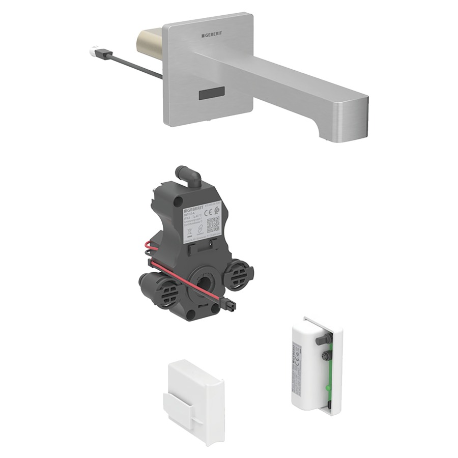 Commande murale BRENTA UP
S 220 mm, goulot fixe
pour module fonctionnel à
encastrer, sans mitigeur
détecteur infrarouge, commande
électronique, unité de
fonctionnement, fonctionnement
de la génératrice
antivandalisme, matériel de
fixation