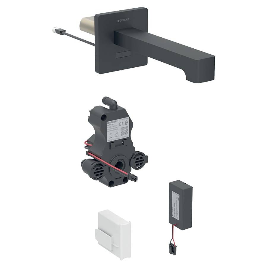 Commande murale BRENTA UP
S 170 mm, goulot fixe
pour module fonctionnel à
encastrer, avec mitigeur
détecteur infrarouge, commande
électronique, unité de
fonctionnement, alimentation à
pile 3 V, antivandalisme
matériel de fixation