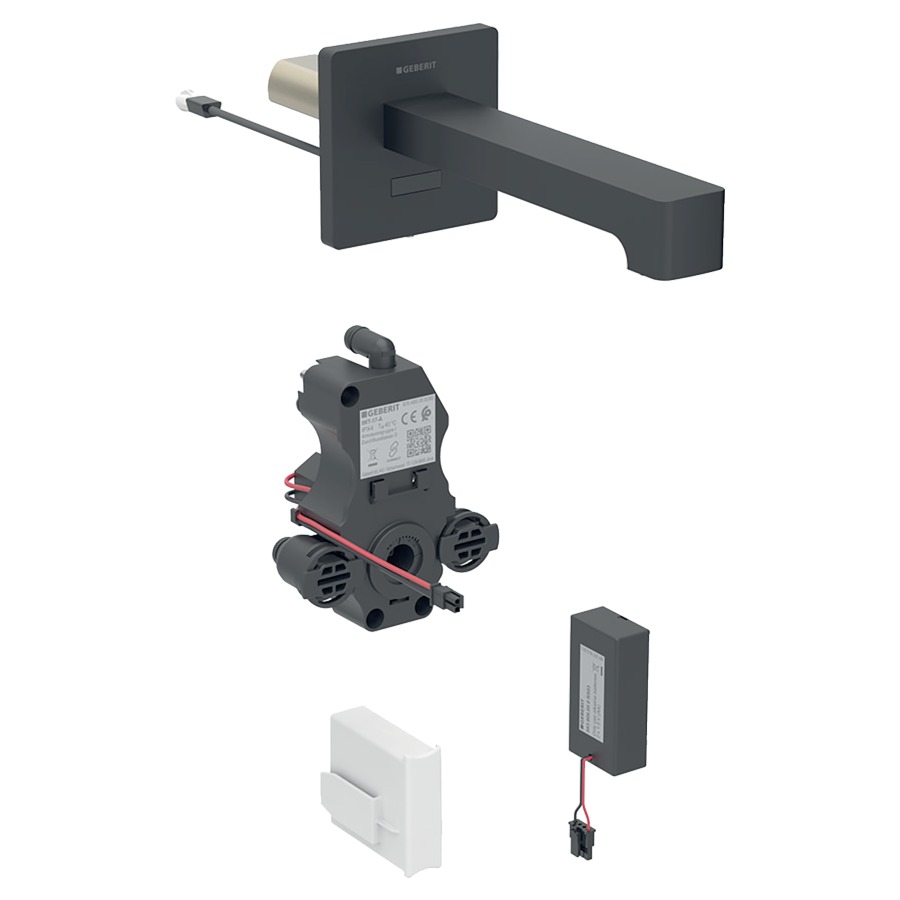 Commande murale BRENTA UP
S 220 mm, goulot fixe
pour module fonctionnel à
encastrer, avec mitigeur
détecteur infrarouge, commande
électronique, unité de
fonctionnement, alimentation à
pile 3 V, antivandalisme
matériel de fixation