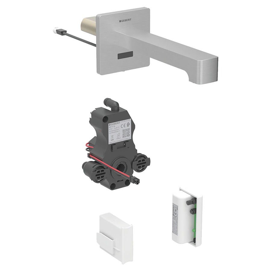 Commande murale BRENTA UP
S 220 mm, goulot fixe
pour module fonctionnel à
encastrer, avec mitigeur
détecteur infrarouge, commande
électronique, unité de
fonctionnement, fonctionnement
de la génératrice
antivandalisme, matériel de
fixation