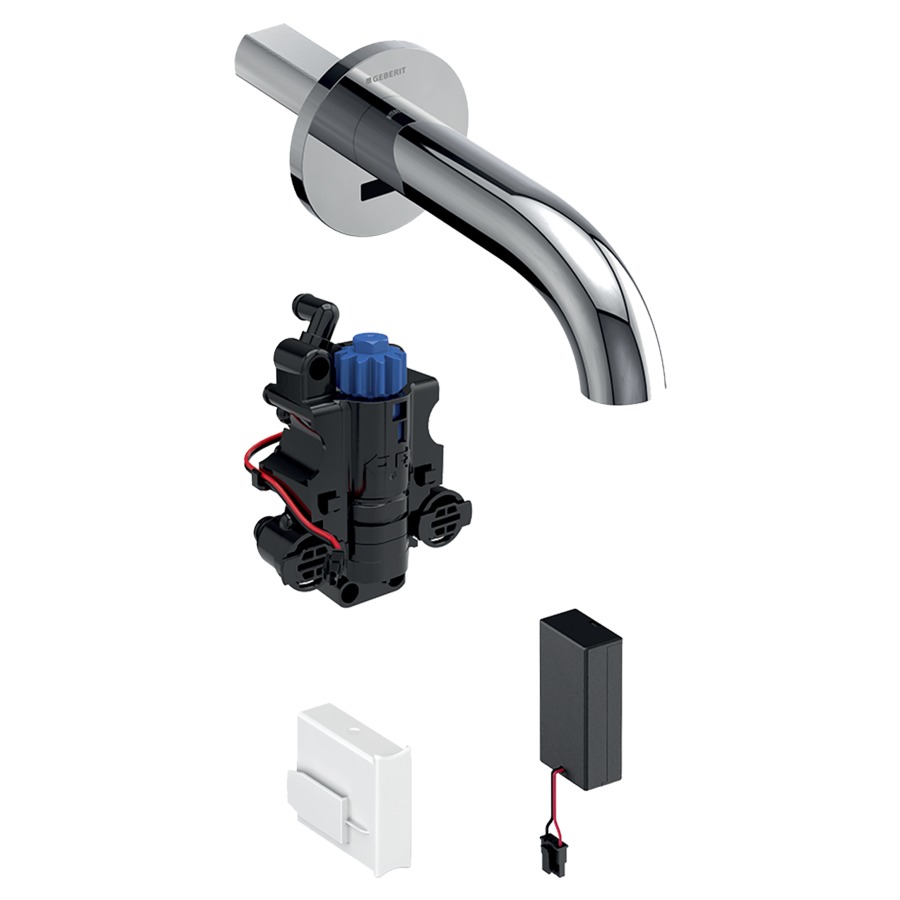 Commande murale PIAVE UP
S 170 mm, goulot fixe
pour module fonctionnel à
encastrer, avec mitigeur
thermostatique, détecteur
infrarouge, commande
électronique, unité de
fonctionnement, alimentation à
pile 3 V, antivandalisme
matériel de fixation