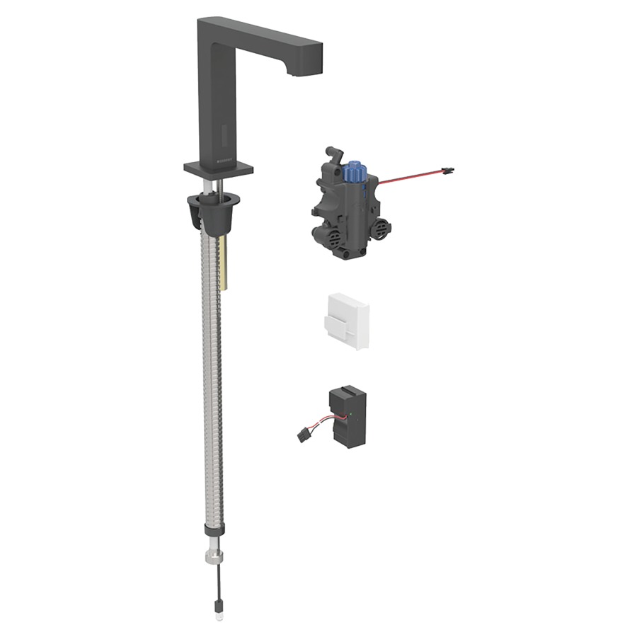 Commande de lavabo BRENTA
S 153 mm, goulot fixe
pour module fonctionnel à
encastrer, avec mitigeur
thermostatique, détecteur
infrarouge, commande
électronique, unité de
fonctionnement, transformateur
110-240 V, antivandalisme
matériel de fixation