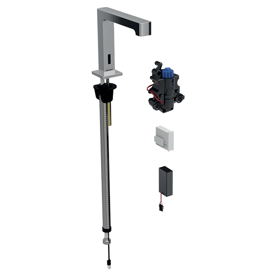 Commande de lavabo BRENTA
S 153 mm, goulot fixe
pour module fonctionnel à
encastrer, avec mitigeur
thermostatique, détecteur
infrarouge, commande
électronique, unité de
fonctionnement, alimentation à
pile 3 V, antivandalisme
matériel de fixation