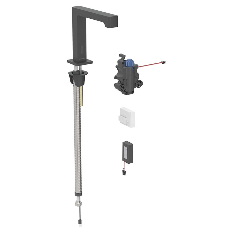 Commande de lavabo BRENTA
S 153 mm, goulot fixe
pour module fonctionnel à
encastrer, avec mitigeur
thermostatique, détecteur
infrarouge, commande
électronique, unité de
fonctionnement, alimentation à
pile 3 V, antivandalisme
matériel de fixation