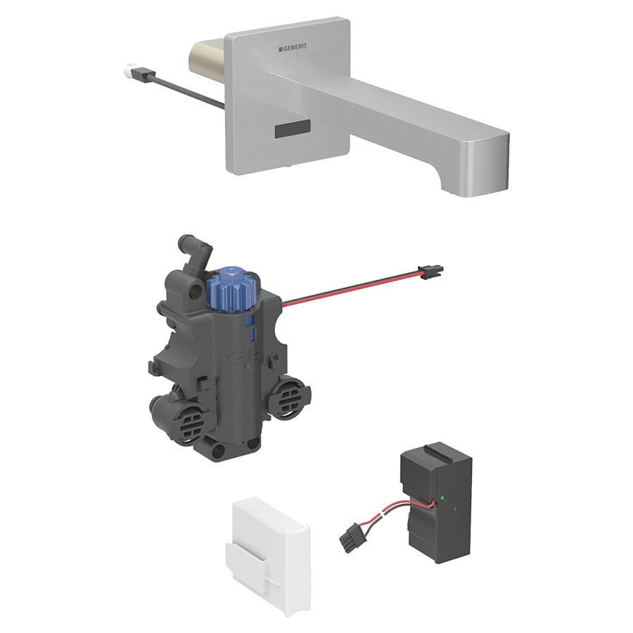 Commande murale BRENTA UP
S 170 mm, goulot fixe
pour module fonctionnel à
encastrer, avec mitigeur
thermostatique, détecteur
infrarouge, commande
électronique, unité de
fonctionnement, transformateur
110-240 V, antivandalisme
matériel de fixation