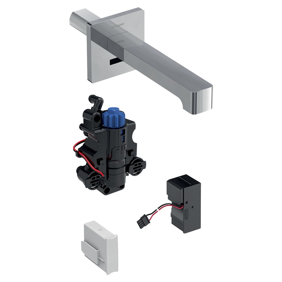 Commande murale BRENTA UP
S 220 mm, goulot fixe
pour module fonctionnel à
encastrer, avec mitigeur
thermostatique, détecteur
infrarouge, commande
électronique, unité de
fonctionnement, transformateur
110-240 V, antivandalisme
matériel de fixation