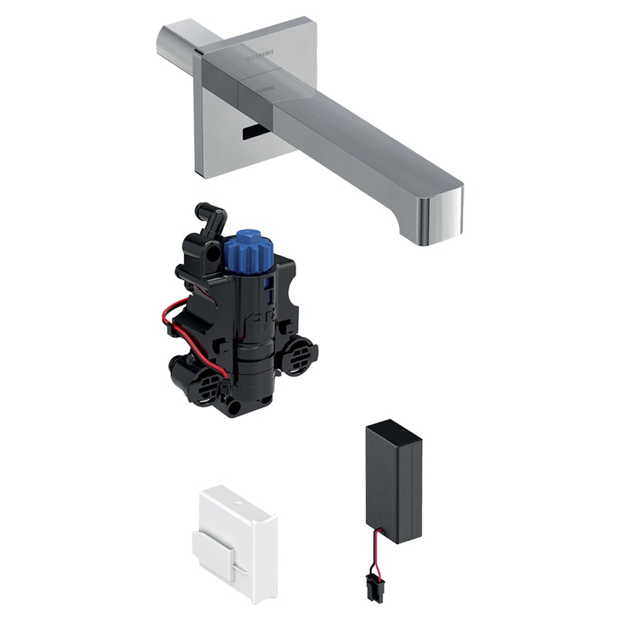 Commande murale BRENTA UP
S 170 mm, goulot fixe
pour module fonctionnel à
encastrer, avec mitigeur
thermostatique, détecteur
infrarouge, commande
électronique, unité de
fonctionnement, alimentation à
pile 3 V, antivandalisme
matériel de fixation