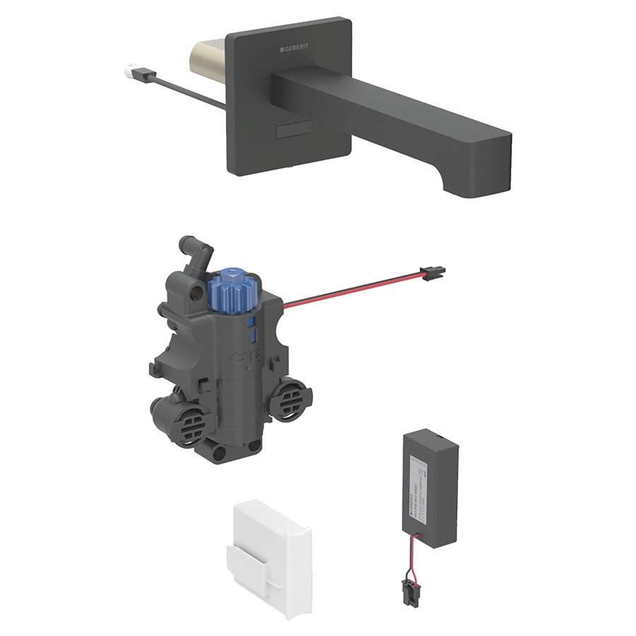 Commande murale BRENTA UP
S 170 mm, goulot fixe
pour module fonctionnel à
encastrer, avec mitigeur
thermostatique, détecteur
infrarouge, commande
électronique, unité de
fonctionnement, alimentation à
pile 3 V, antivandalisme
matériel de fixation