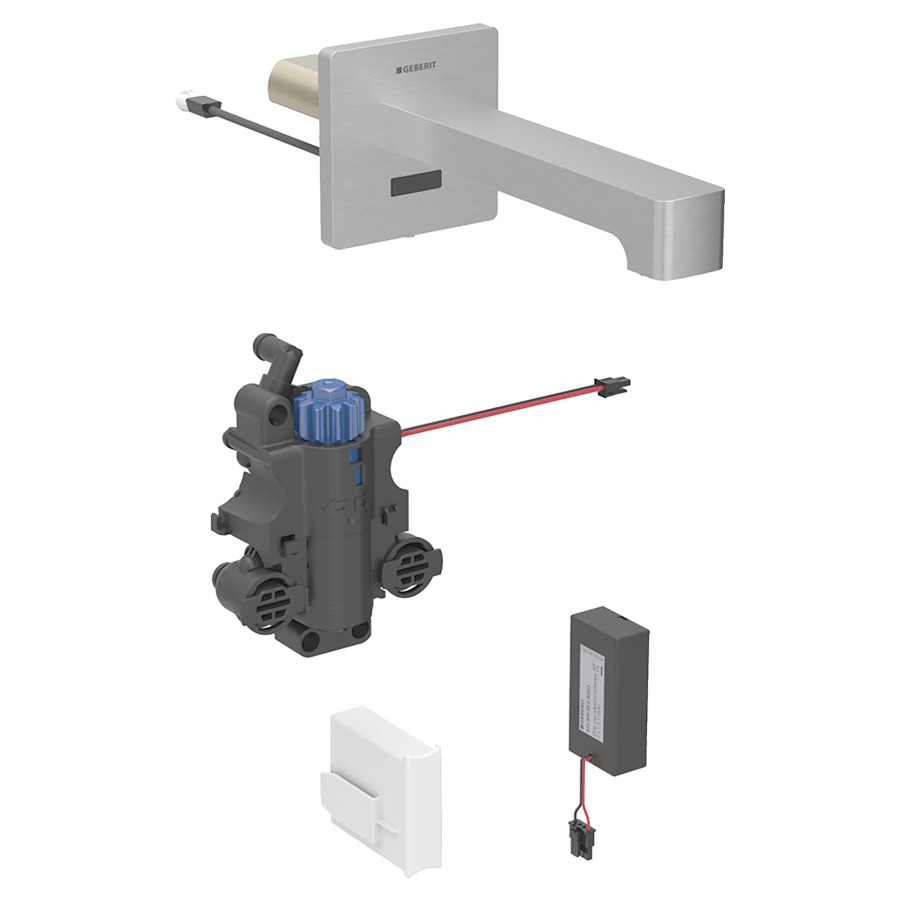 Commande murale BRENTA UP
S 220 mm, goulot fixe
pour module fonctionnel à
encastrer, avec mitigeur
thermostatique, détecteur
infrarouge, commande
électronique, unité de
fonctionnement, alimentation à
pile 3 V, antivandalisme
matériel de fixation