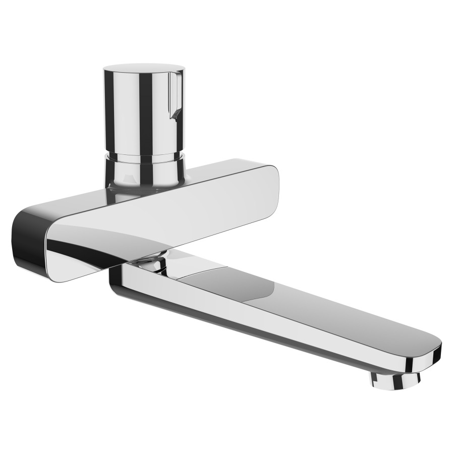 Mélangeur mural EASYTOUCH
E 153 mm, sans raccords
S 225 mm, goulot fixe
fermeture temporisée, durée
7-90 secondes, réglage d'usine
7 secondes