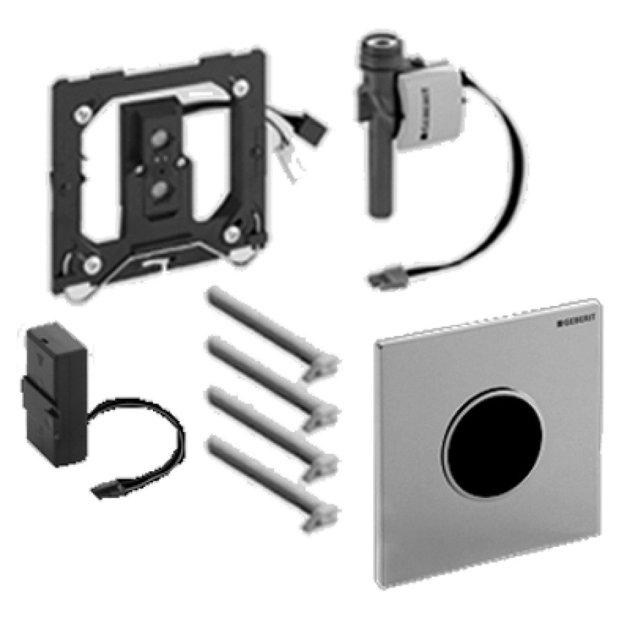 Commande d'urinoir  Typ 10
alimentation à pile 2 x 1,5 V
vanne magnétique
détecteur infrarouge
plaque de recouvrement ronde
sans corps à encastrer 814 119/144