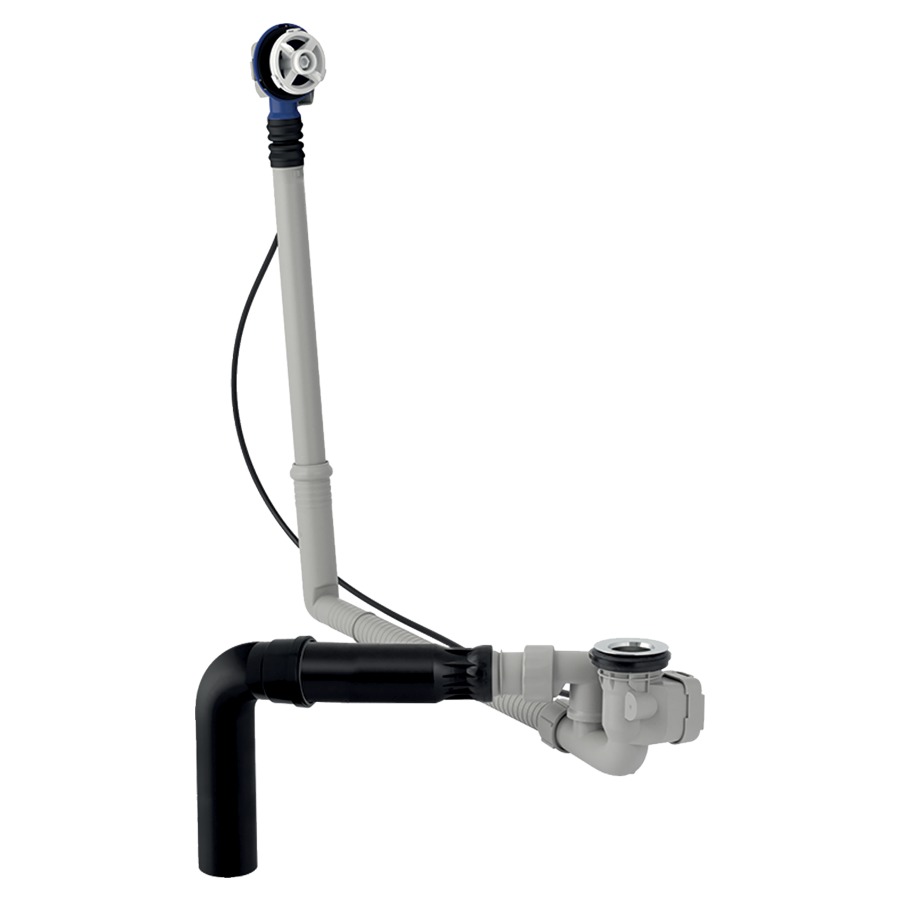 Vidage de baignoire GEBERIT
avec actionnement rotatif
d52, longueur 52 cm
avec tubulure de raccordement
avec articulation à bille
principe du contre-courant
56 mm