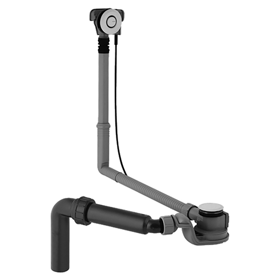 Vidage de baignoire PUSH-
CONTROL 50 LONG, trou 52 mm
soupape d'écoulement en acier
inoxydable brillant, coude de
sortie 40/56 mm, aw 24-50 cm
hauteur 23-46 cm, déclenche-
ment par bouton poussoir
capacité d'écoulement 60 l/min
