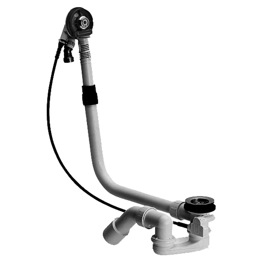 Vidage baign. MULTIPLEX TRIO
arrivée d'eau incorporée
vidage excentrique 1 1/2"
siphon, câble 72,5 cm
aw 13-37 cm, hauteur 18-43 cm
coude d'écoulement 40/50 mm
pour baignoires spéciales
capacité d'écoulement
52,2 l/min