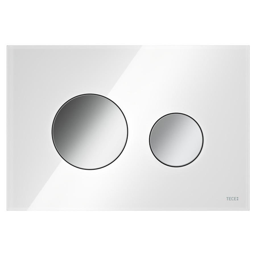 Plaque de déclenchement WC
TECEloop
verre, technique à deux
quantités, commande par devant
ou par dessus